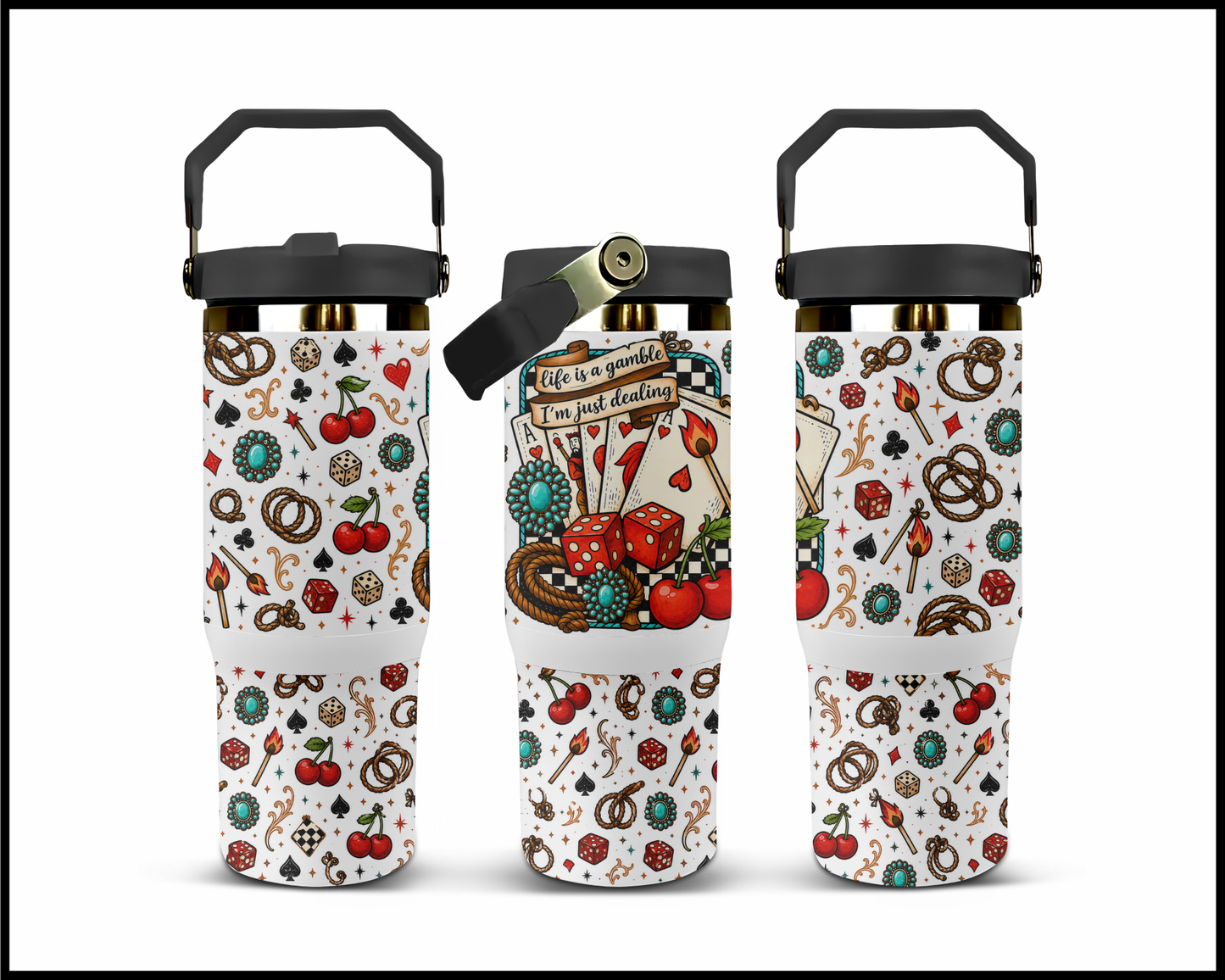 Life Is A Gamble, I'm Just Dealin Big Guzzler Stainless Steel Tumbler (1194)