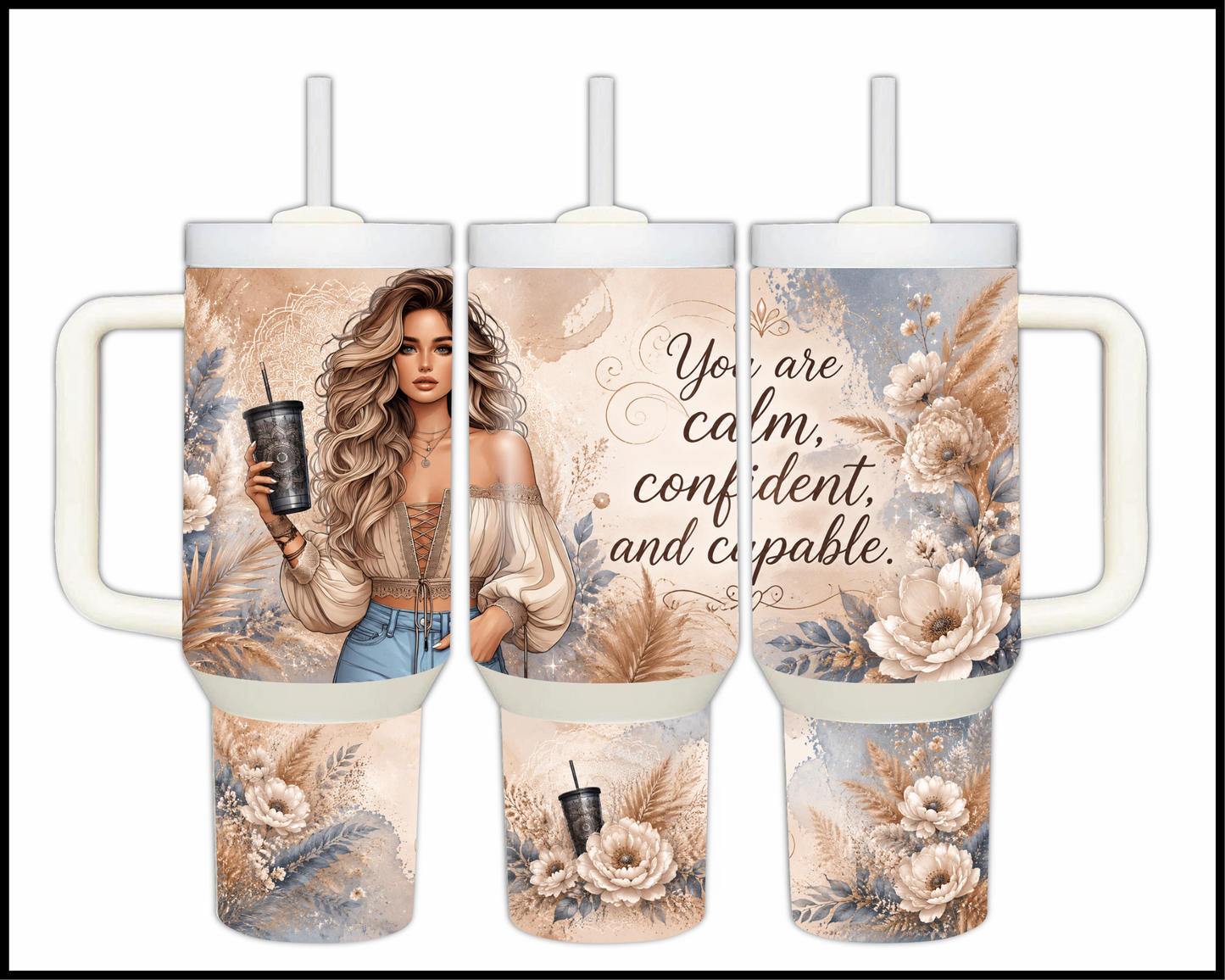 Calm, Confident & Capable Big Guzzler Stainless Steel Tumbler (1013)