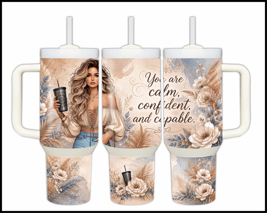 Calm, Confident & Capable Big Guzzler Stainless Steel Tumbler (1013)