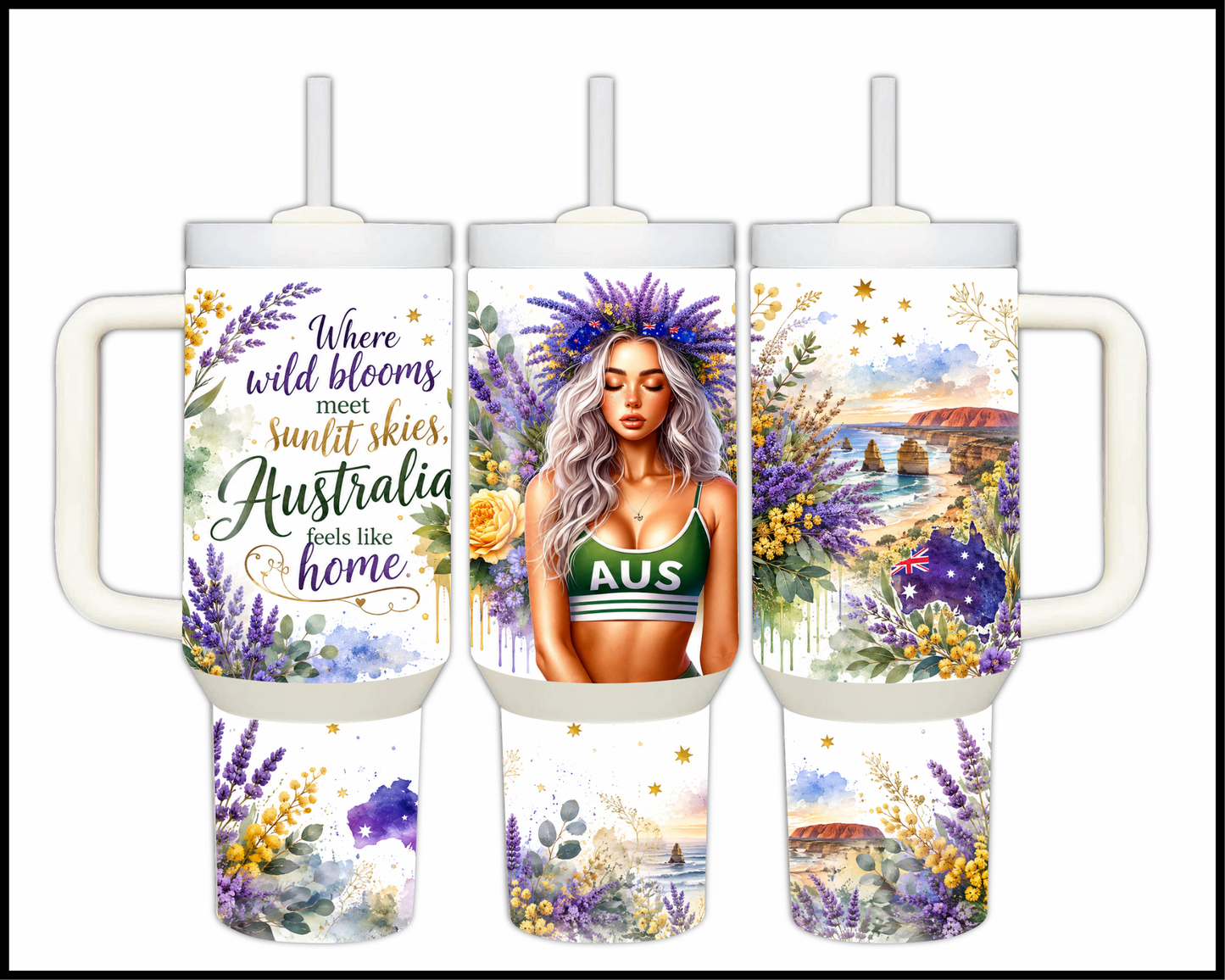 Sunlit Skies, Australia Big Guzzler Stainless Steel Tumbler (1020)