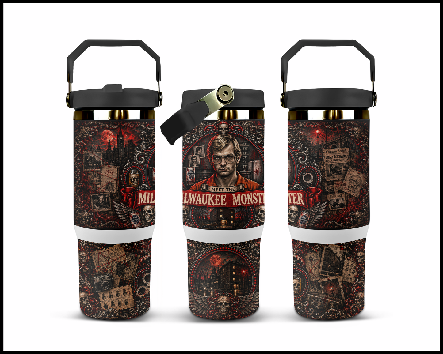 Sinister Sips - Jeffrey Dahmer (The Milwaukee Monster) Big Guzzler Stainless Steel Tumbler (1096)