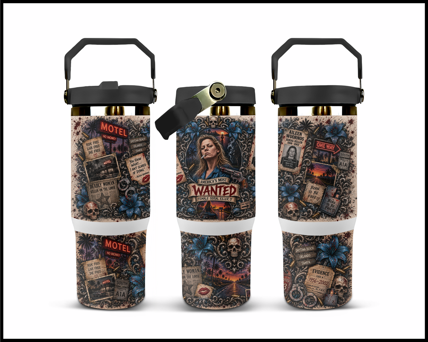 Sinister Sips - Aileen Wuornos (The Hooker From HelL) Big Guzzler Stainless Steel Tumbler (1097)