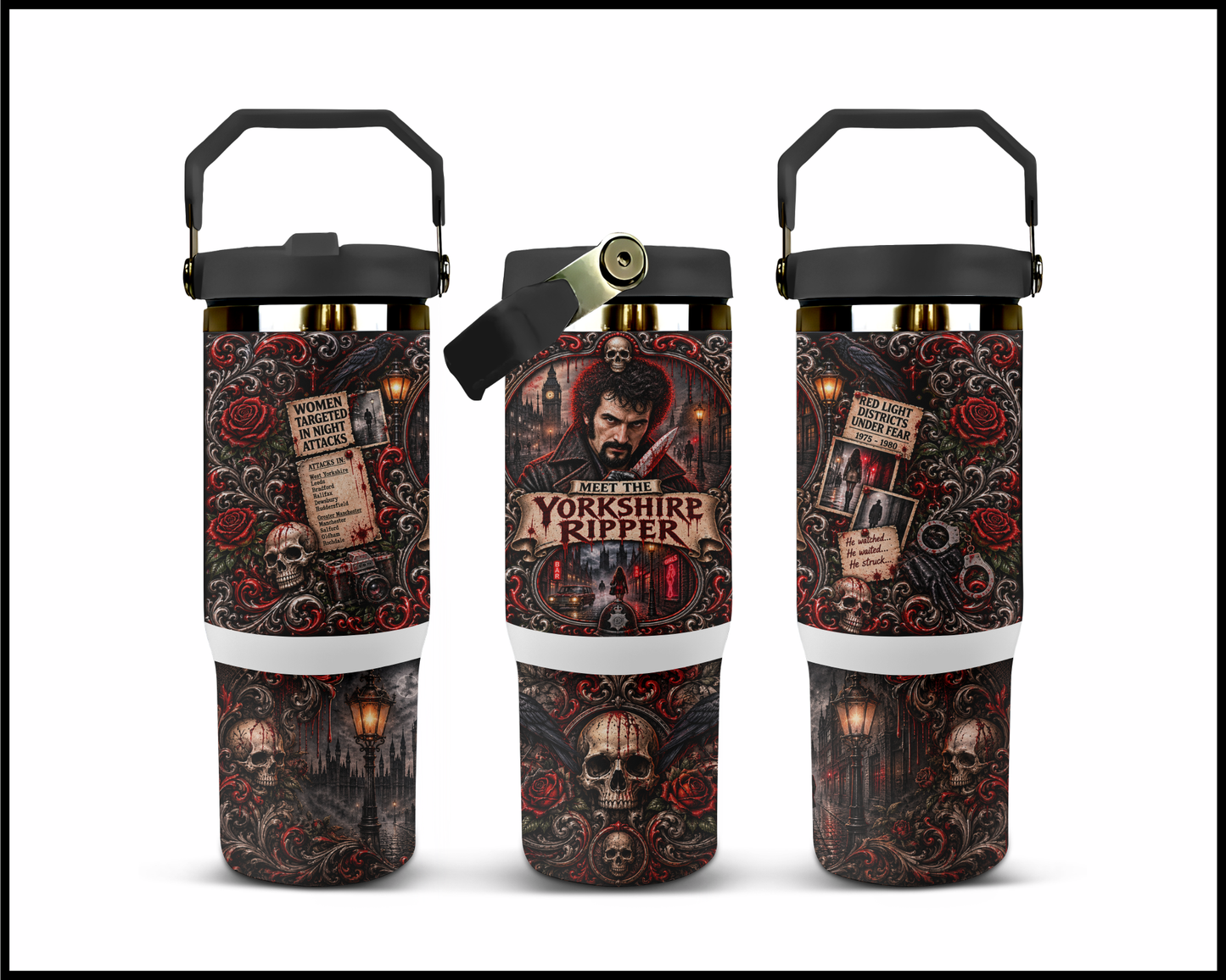 Sinister Sips - Peter Sutcliffe (The Yorkshire Ripper) Big Guzzler Stainless Steel Tumbler (1103)