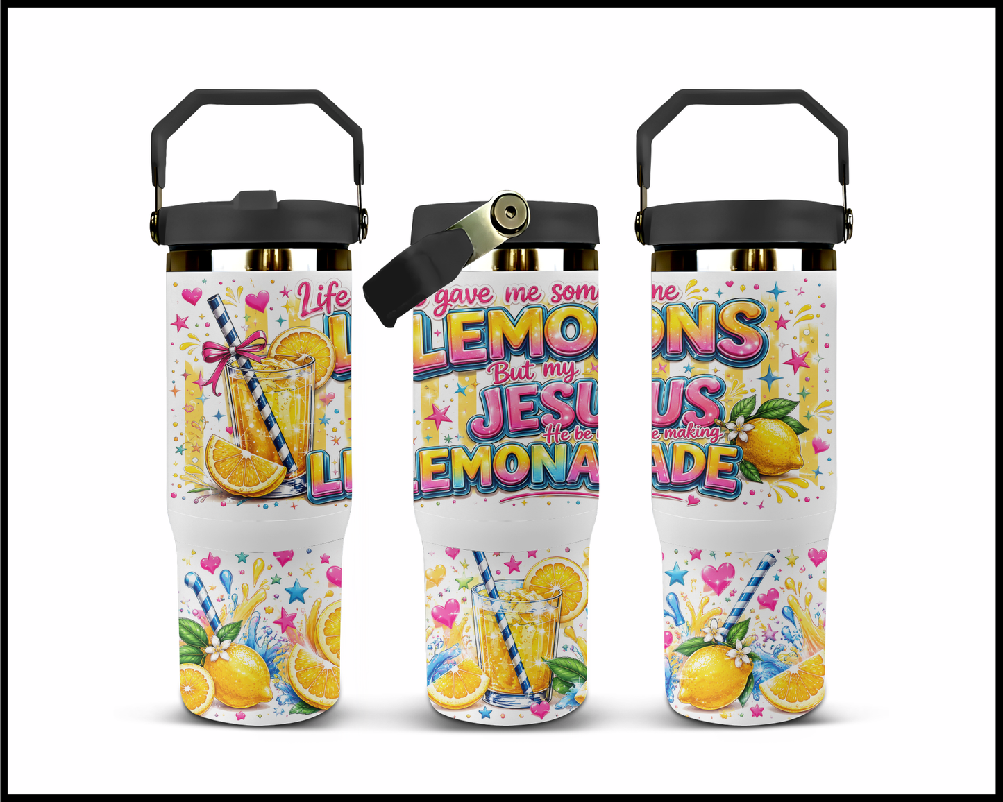 Life Gave Me Lemons But Jesus Made Lemonade Big Guzzler Stainless Steel Tumbler (1109)