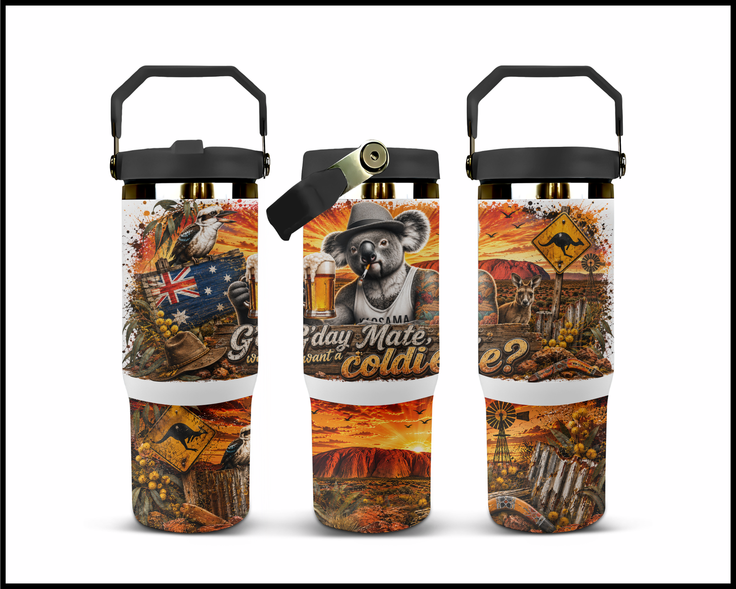 G'Day Mate Want A Coldie Big Guzzler Stainless Steel Tumbler (1128)